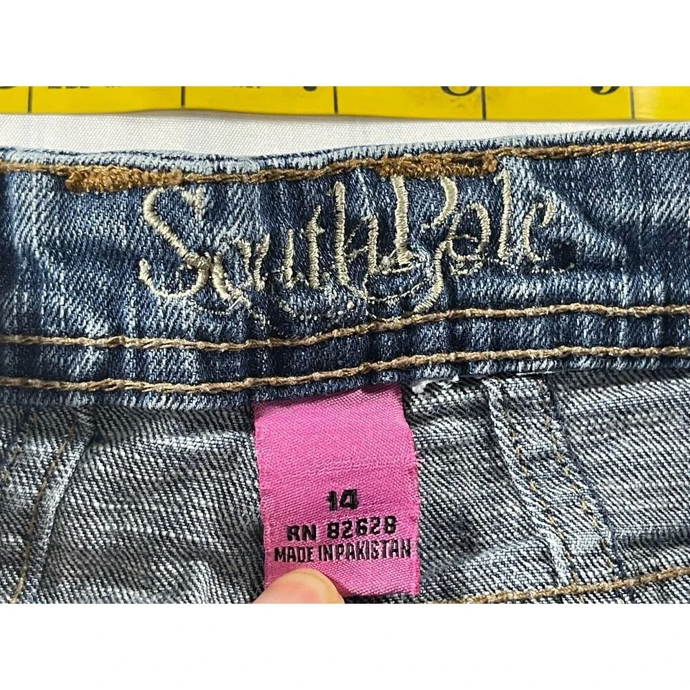 Southpole Girls Denim Bermuda Shorts Size 14 Blue Jean School Cuffed Stretch